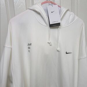 Nike Women's White Hoodie with Black Logo